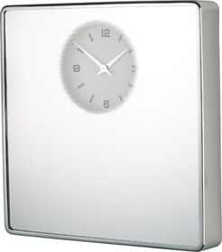 Reloj pared espejo cuadrada cromado