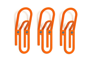 3 Colgadores de pared con forma de Clip de color naranja de metal