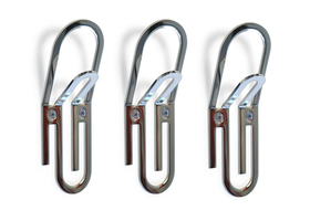 3 Colgadores de pared con forma de Clip de color cromado de metal