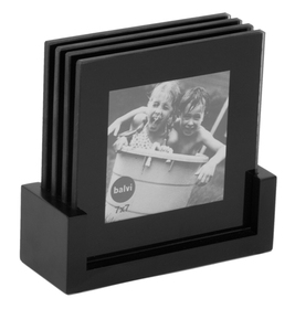 Posavasos Reflex (4 unidades) de color negro de vidrio