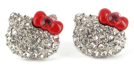 Pendientes de la Hello Kitty de color blanco