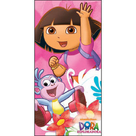 Toalla Botas y Dora Exploradora de color rosa 60x120cm