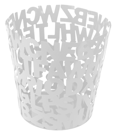 Papelera ABC de color blanco de metal