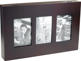 Tapa contadores con marco de fotos para 3 fotos 10x15 espresso de madera