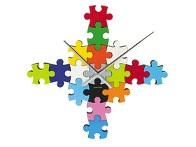 Reloj de pared adhesivo DIY en forma de puzzle