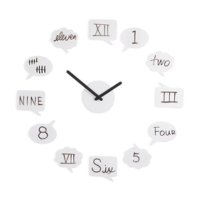 Reloj de pared adhesivo Tick Talk de color blanco