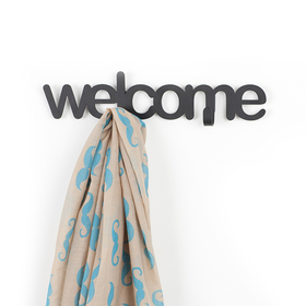 Colgador de pared Welcome de color gris de metal
