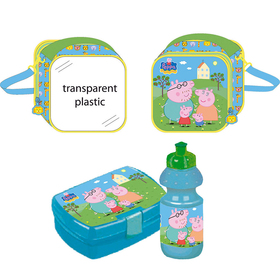 Portameriendas Peppa Pig Family con cantimplora y sandwichera