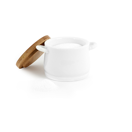 Bote sal en escamas Marmite de bambú y cerámica Bote sal en escamas Marmite de bambú y cerámica