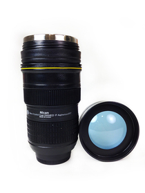 Taza con forma de objetivo Nikon Nican con termo