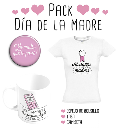 Pack camiseta para mamá 3 con espejo y taza