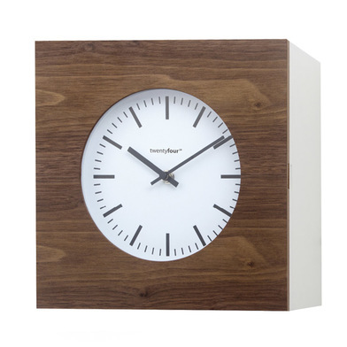 Reloj pared y armario Qubo roble y blanco madera