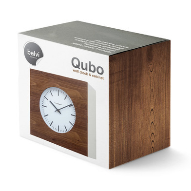 Reloj pared y armario Qubo roble y blanco madera