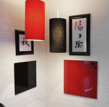 Pizarra Cristal Magnética Roja 45X45